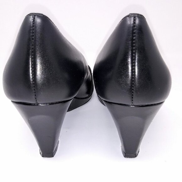 Ellen Tracy | Black Open Toe Wedges Sz 9.5 - Picture 2 of 6